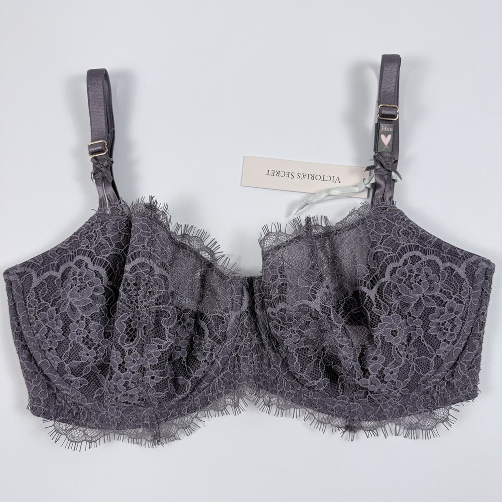 Victoria's Secret Dream Angels Unlined Lace Balconette Bra Gray Lavender 34DD NW